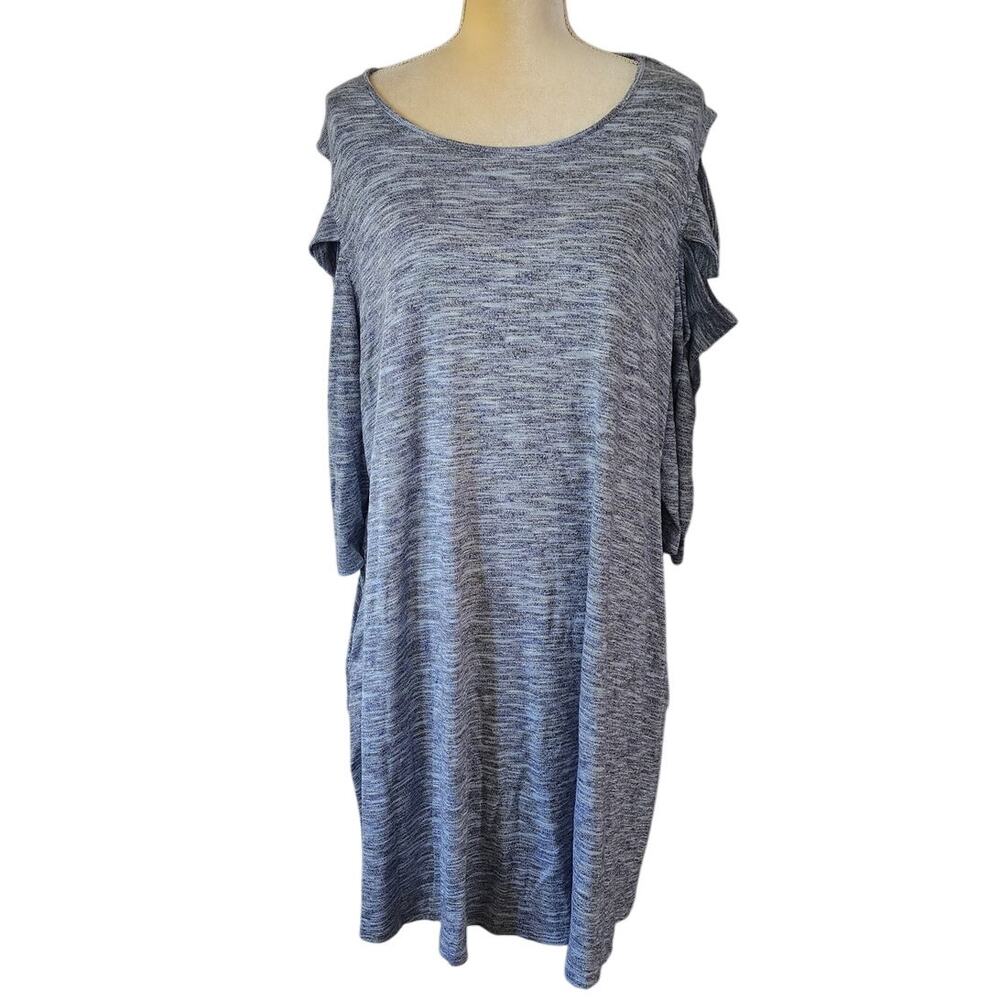 Lane Bryant Blue Black Spacedye Cold Shoulder Cutout Dress Plus Size 22/24